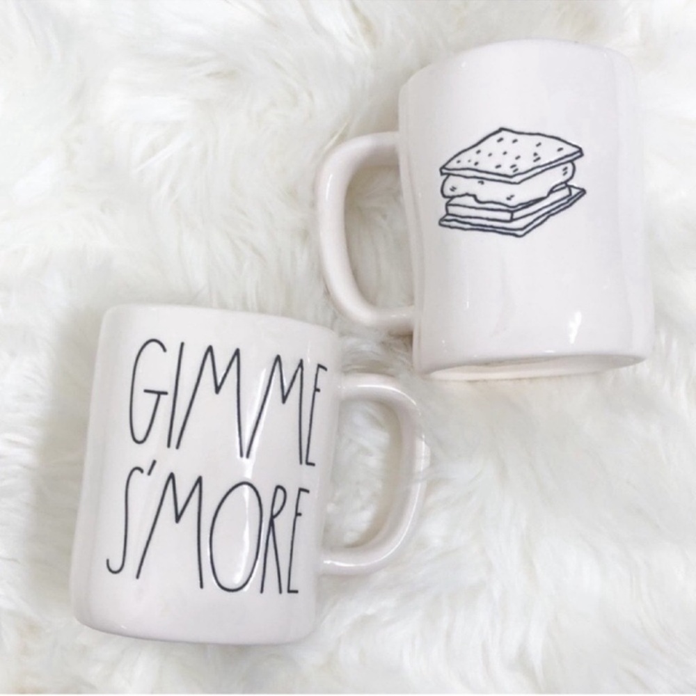 Rae Dunn set of 2 Gimme S’mores butter yellow interior ceramic mugs EUC